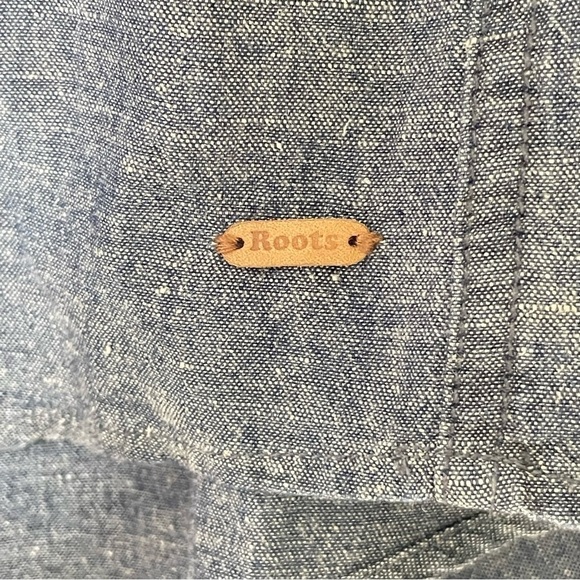 ROOTS chambray cotton/linen Button Up tunic dress - Picture 9 of 11